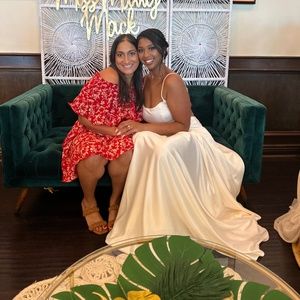 White Satin Floor Length Bridal Gown